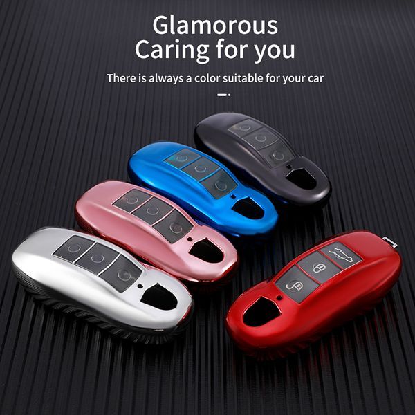 For Porsche TPU protective key case black or red color, please choose