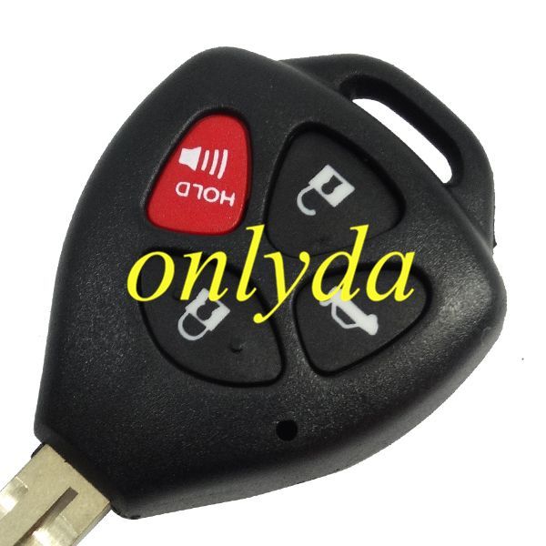 free shipping 10pcs/lot forToyota 3+1 button remote key shell with red panic (no )