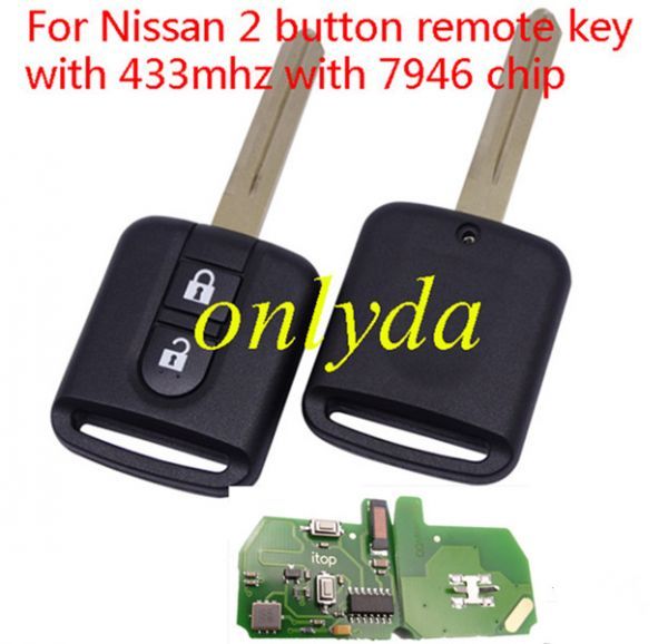 For  Nissan 2 button remote key with 433mhz with 7946 chip with ASK model