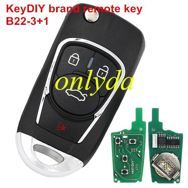 KeyDIY Brand 3+1 button remote key B22-3+1