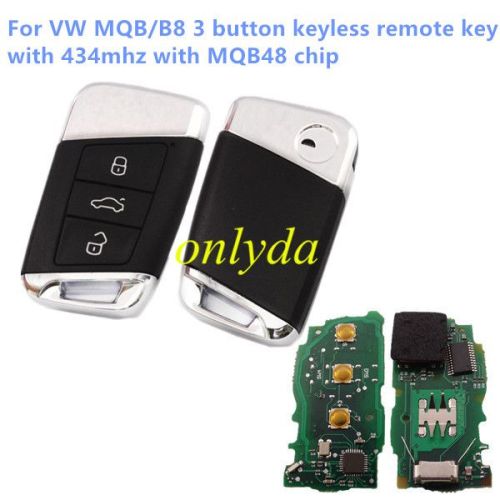 For  VW MQB/B8 3 button keyless remote key with 434mhz with MQB48 chip