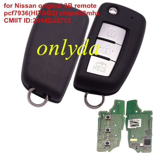 For  Nissan OEM 3B remote 433mhz pcf7936(HITAG2) chip CMIIT ID:2014DJ3713