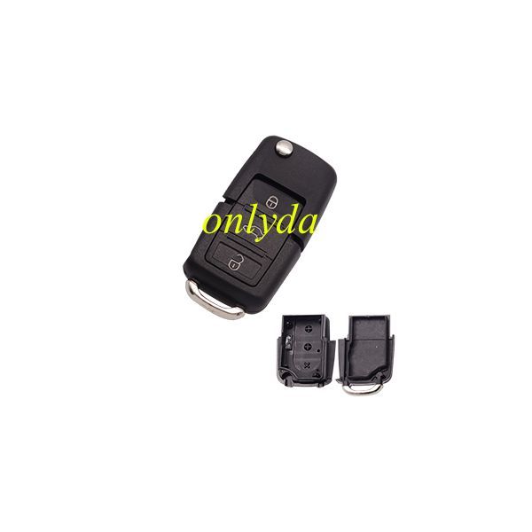 For  VW 3 button remote key blank  without battery clamp, the blade is HU66. (the key head connect face is square)