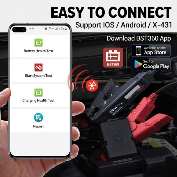 LAUNCH X431 BST360 Battery Test Clip Analyzer 6V-16V 2000CCA Voltage Battery Test Car Battery Tester Charging Cricut Load Tools