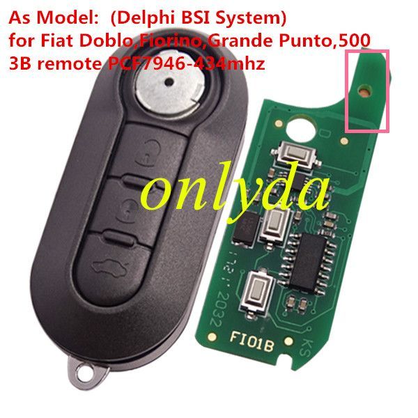 For As Model: (Delphi BSI System) Fiat  3B remote key PCF7946-434MHZ