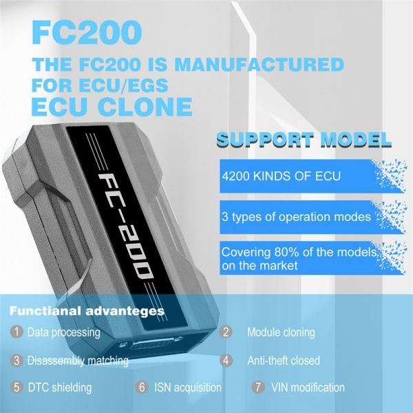 For CGDI FC200 ECU Programmer FC-200 Full Version with All License Activated Support 4200 ECUS & 3 Operating Modes Upgrade of AT200
