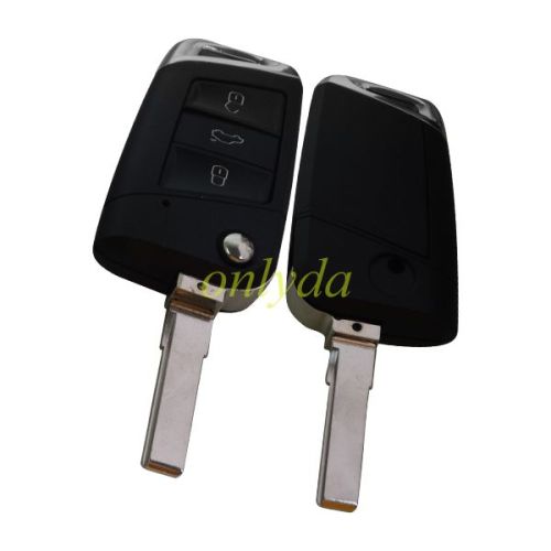 KYDZ Brand  For  VW  MQB platm 3 button Keyless flip remote key  with AES ID48 chip-434mhz & HU66 blade, used  T-Cross,  ect