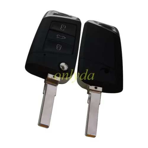 KYDZ Brand  For  VW  MQB platm 3 button Keyless flip remote key  with AES ID48 chip-434mhz & HU66 blade, used  T-Cross,  ect