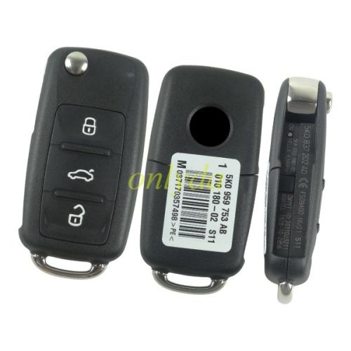 Full original key For  VW Sagitar,polo, golf 3 button remote key with  model Number  5K0 959 753AB/5K0 837 202AD with 434mhz