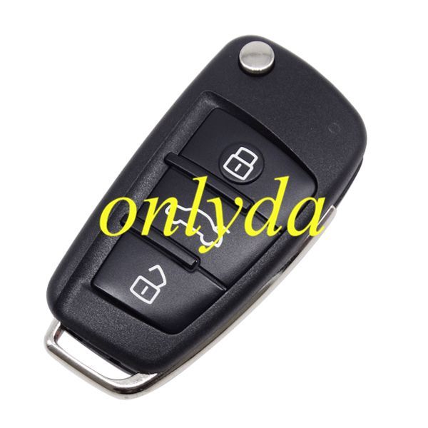 For Audi  3 button  Remote key Blank for A4 A6 Q7 with badge with HU66 blade
