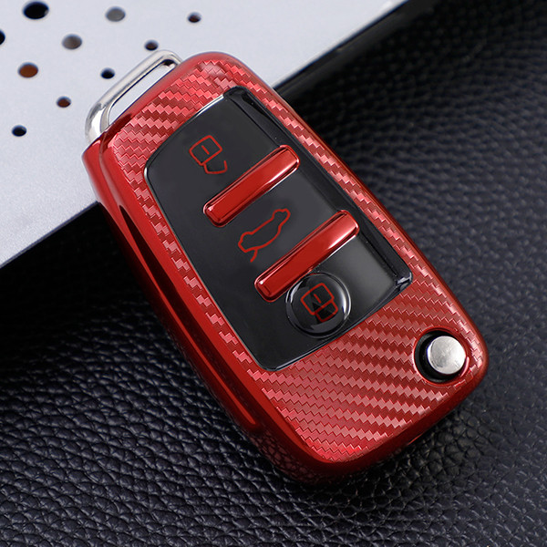 For Audi A3/Q3/Q2L/A1/S3 3 button TPU  protective key case, Transparent button , please choose the color
