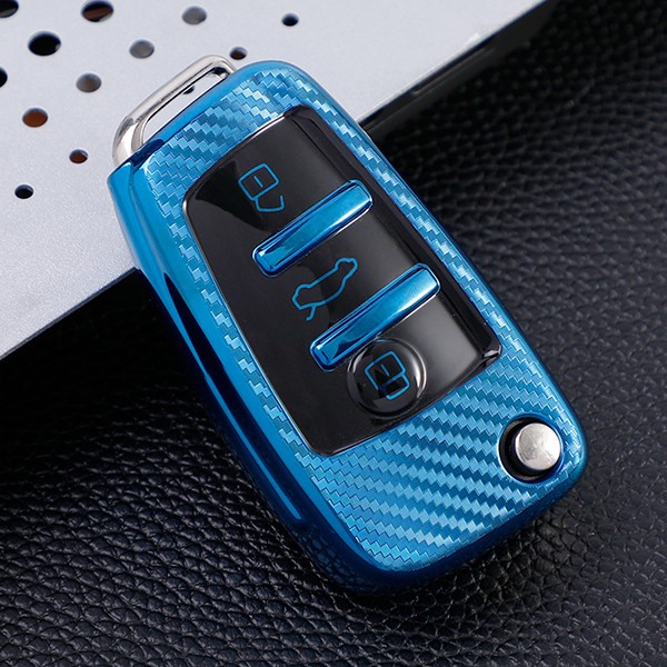 For Audi A3/Q3/Q2L/A1/S3 3 button TPU  protective key case, Transparent button , please choose the color