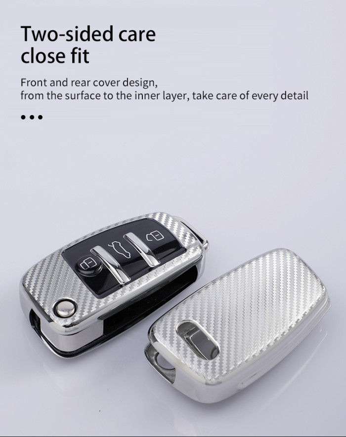 For Audi A3/Q3/Q2L/A1/S3 3 button TPU  protective key case, Transparent button , please choose the color