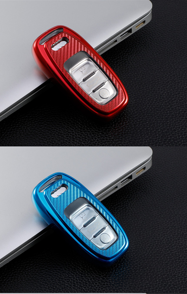 For Audi A4L A6L Q5 3 btton TPU protective key case,Transparent button,  please choose the color
