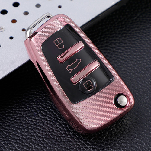 For Audi A3/Q3/Q2L/A1/S3 3 button TPU  protective key case, Transparent button , please choose the color