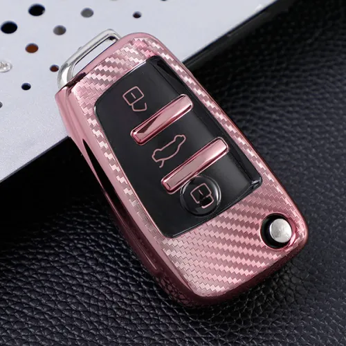 For Audi A3/Q3/Q2L/A1/S3 3 button TPU  protective key case, Transparent button , please choose the color
