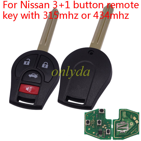 For  Nissan 3+1 button remote key with 315mhz/433mhz