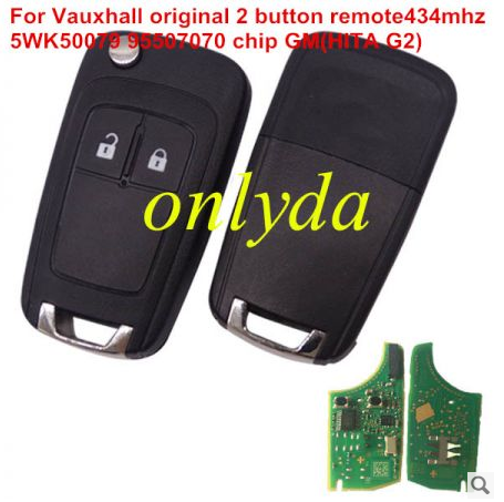 For  Vauxhall 2 button remote key with 434mhz  5WK50079 95507070 chip GM(HITA G2)