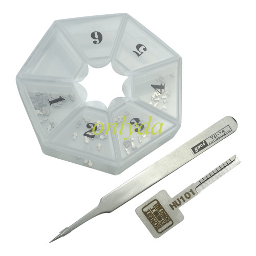 For HU101  Key model,ajust into a new key,and then use key cutting machine to cut