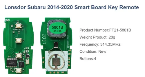 4 Button keyless 314.35MHZ Lonsdor Subaru 2014-2020 Smart Board key remote  FT21-5801B