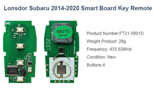 4 Button keyless 433.92MHZ Lonsdor Subaru 2014-2020 Smart Board key remote  FT21-5801D