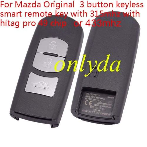 For  Mazda 3button keyless remote key with 434mhz with hitag pro 49 chip MODEL: SKE13E-02