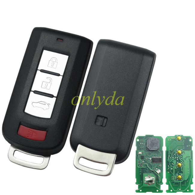 Mitsubishi 3+1 button Keyless smart remote key  433.92MHz FSK NCF2951X / HITAG 3 / 47 CHIP FCC ID: GHR-M004  Board No: GHR-M003