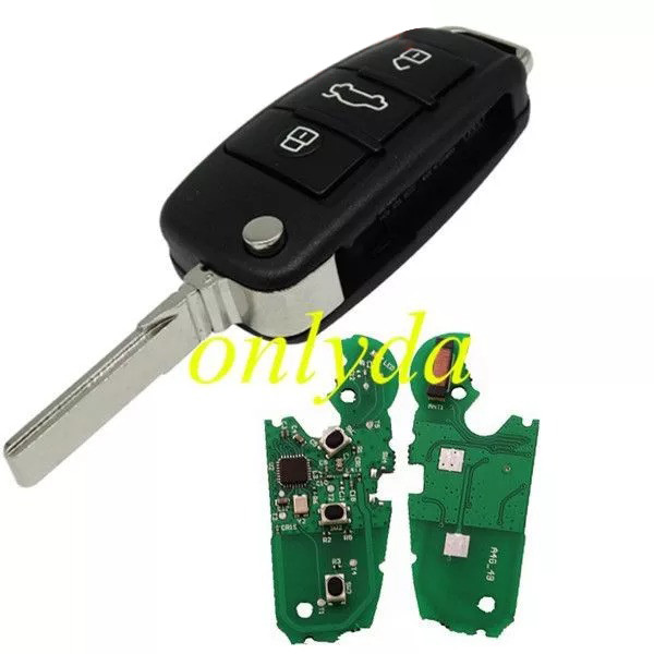 KYDZ Audi  A3 S3 MQB 3 button flip remote key with AES 48 Megamos AES MQB48 Chip  P/N: 8V0 837 220  8V0 837 220G 8V0 837 220F 434mhz ASK model 2012 -2015
