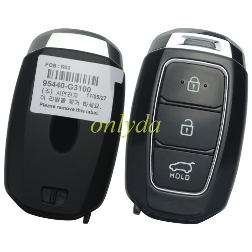 Original Hyundai 3 button smart Keyless remote key with 434mhz 8A chip Proximity Key FCCID : 95440-G3100 PN number : SYEC3F0B1608  original PCB+ Aftermarket shell
