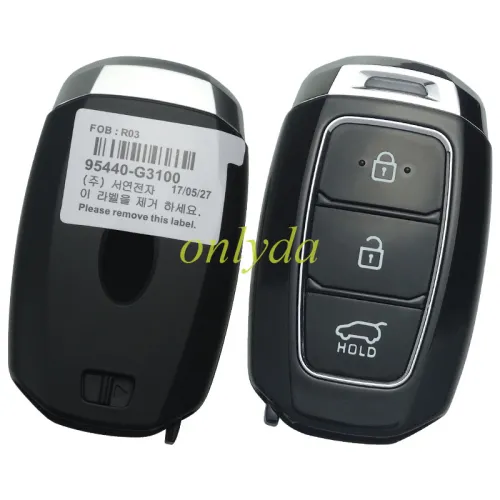 Original Hyundai 3 button smart Keyless remote key with 434mhz 8A chip Proximity Key FCCID : 95440-G3100 PN number : SYEC3F0B1608  original PCB+ Aftermarket shell