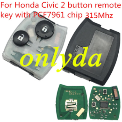 For Honda Civic 2 button remote  with 315mhz   with 46  PCF7961Chip