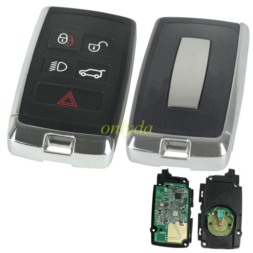 For Landrover smart  freelander  4+1 button remote with 315MH / 434MHZ with  HITAG-PRO(ID49) chip  2017-2020 years                          JLR:JK52-15K601-BG(JK52-15K601-XX)  LERA:5AVC13F08 MODEL:PSFOB     FOBL4LR AftermarketPCB+ original shell