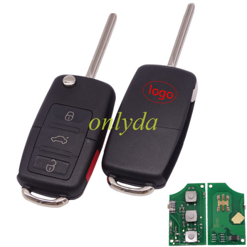 For  Nissan modified 3+1 button remote key without chip （genuine NISSAN transponder key and remote are separated,   VW style remote