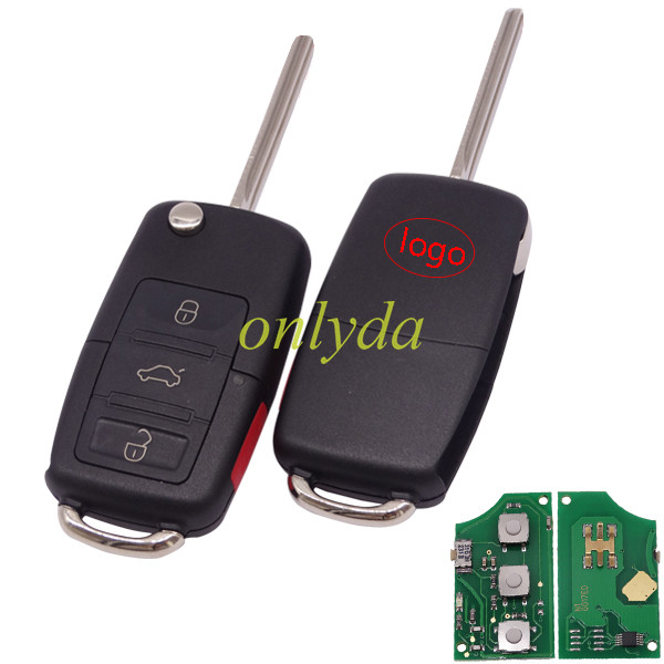 For Nissan modified 3+1 button remote key without chip (genuine NISSAN transponder key and remote are separated, VW style remote