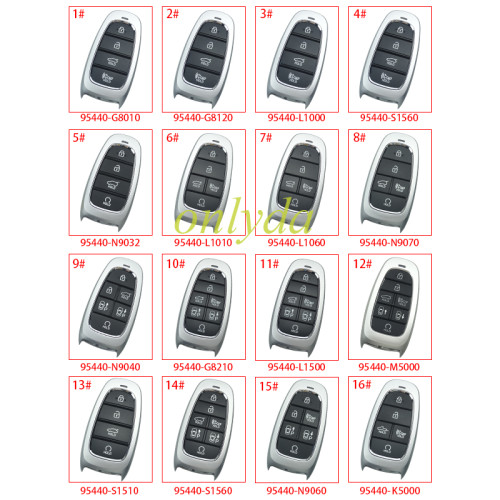 OEM Smart Key for Hyundai Grandeur Buttons:7 / Frequency:433MHz / Transponder:HITAG 3/NCF 29A / Part No: 95440-G8210/ Keyless Go / Automatic Start