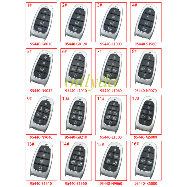 OEM Smart Key for Hyundai Grandeur Buttons:7 / Frequency:433MHz / Transponder:HITAG 3/NCF 29A / Part No: 95440-G8210/ Keyless Go / Automatic Start