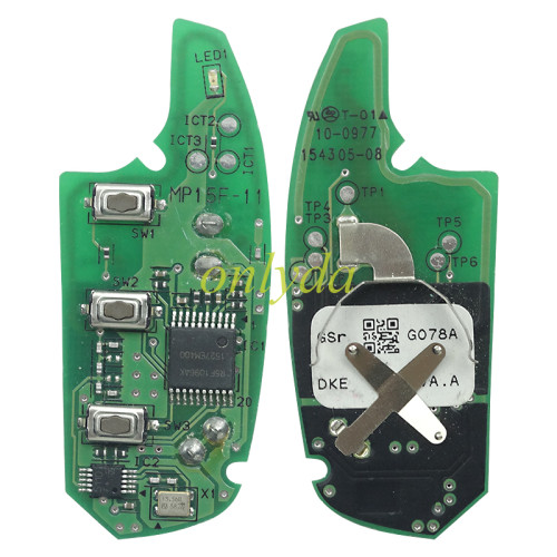 Original Hyundai 3 button remote key with 434mhz MP15F-11 M0954499000 G078A