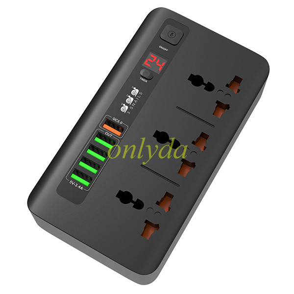 For Multifunctional power strip with timing function，Cable length 2 M
