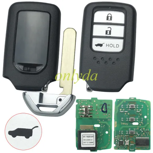 For Honda CRV keyless smart 3 button remote key with HITAG 3  ID 47chip with 434MHZ  KR5V2X A2C98319100 /A2C98318300 72147-TLA-T110-M1 72147-TLA-G110-M1