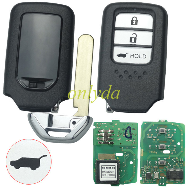 For Honda CRV keyless smart 3 button remote key with HITAG 3  ID 47chip with 434MHZ  KR5V2X A2C98319100 /A2C98318300 72147-TLA-T110-M1 72147-TLA-G110-M1
