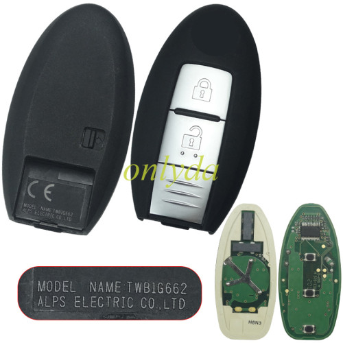 For Nissan Juke,CWTWB1U825 Smart Key For Nissan Micra Juke Renault AlaskaModel name: TWB1G662.  frequency 434mhz.  FCC ID ：CWTWB1U825 Part No.:285E3-1KA9D