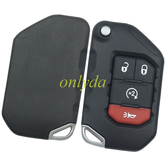 For JEEP Wrangler Gladiator 2018-2021 Keyless Flip Key 3+1 button 433.92MHz ASK PCF7939M / HITAG AES / 4A CHIP FCC ID: OHT1130261 IC: 5461A-1130261  P/N: 68416784AA
