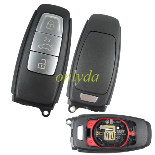 Uninitialized original Audi 3 button remote key with 315mhz/434mhz FSK model  for 2017 Audi A8，press twice the trunk will open 4N0 959 754 BH