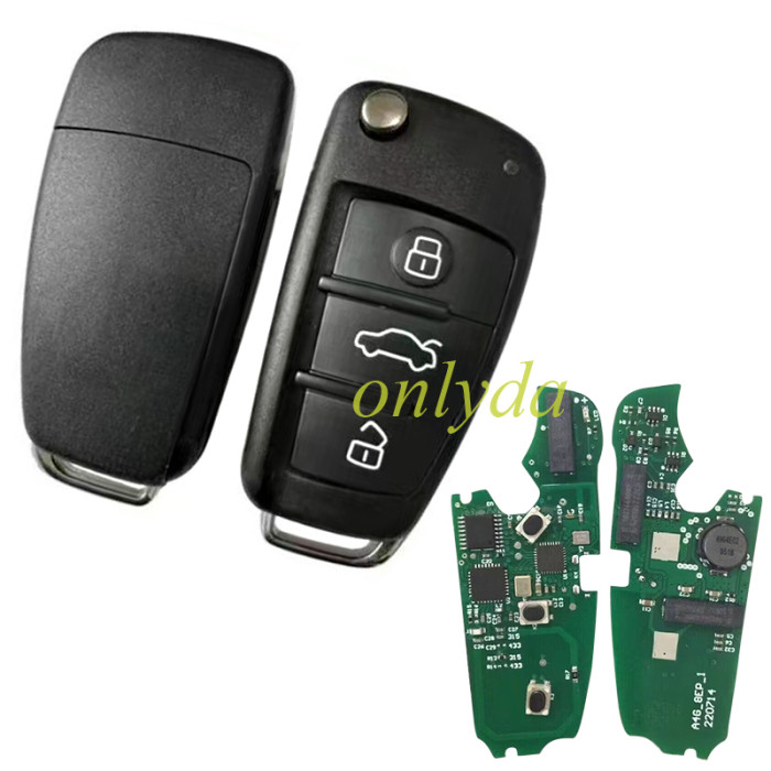 KYDZ Brand Audi A6 Q7 3 button Keyless/handsfree/smart remote key with 8E chip 4F0 837 220 AF  4F0837220AJ 315Mhz 4F0 837 220 AG work on: Audi A6 / RS6 (2005 - 2011) Audi Q7 (2007 - 2010) （Frequency conversion via Bluetooth ）315mhz/434mhz/868mhz