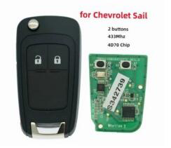 For Chevrolet Sail 2 buttons 433Mhz 4D70 Chip Bcuik Excelle  Sail