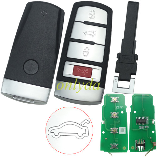 For VW keyless 3+1  button remote key with ID48 chip-315mhz