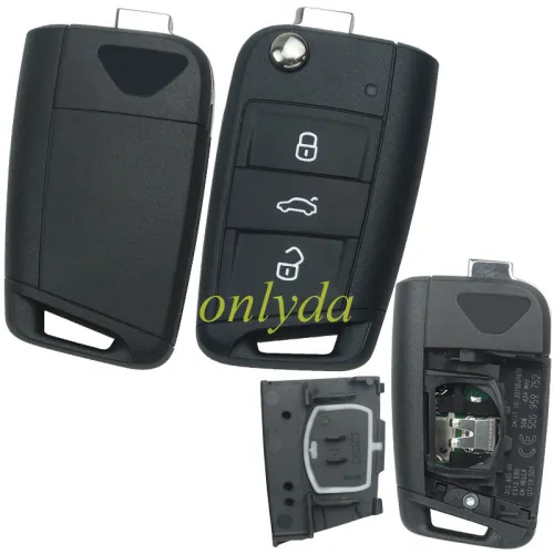 original for VW 3 button remote key with Hitag PRO VAG(MQB 49) 434mhz  FCCID: 5CG 959 752  unkeyless CMIIT ID 2016dj3959