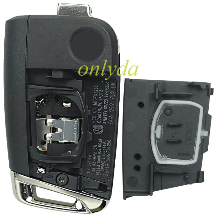 original for VW 3 button remote key with Hitag PRO VAG(MQB 49) 434mhz  FCCID: 5G6 959 752 BK unkeyless CMIIT ID :NBGFS1250