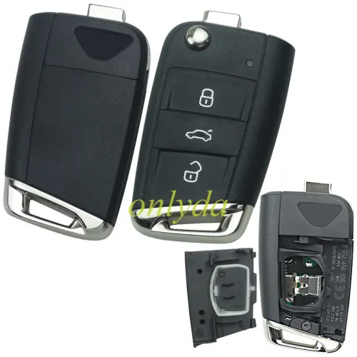 original for VW 3 button remote key with Hitag PRO VAG(MQB 49) 434mhz  FCCID: 5CG 959 752 B  unkeyless CMIIT ID 2016dj3959