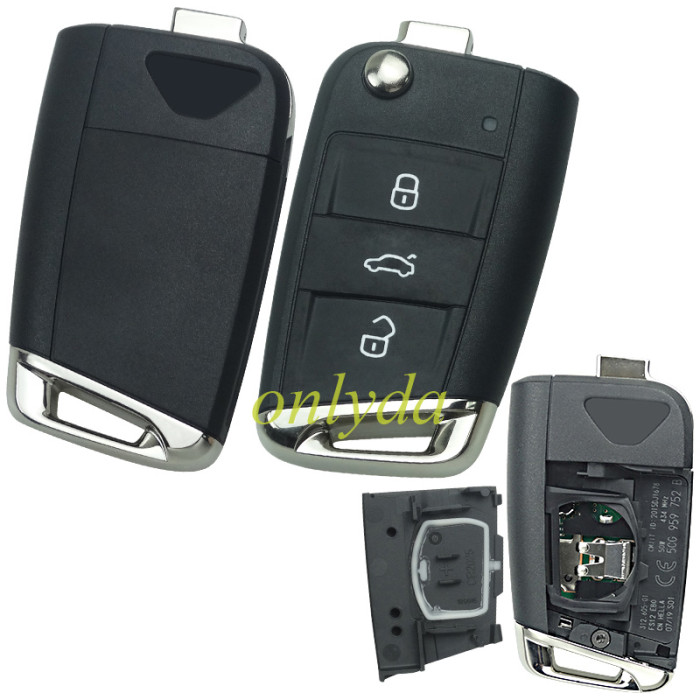 original for VW 3 button remote key with Hitag PRO VAG(MQB 49) 434mhz  FCCID: 5CG 959 752 B  unkeyless CMIIT ID 2016dj3959